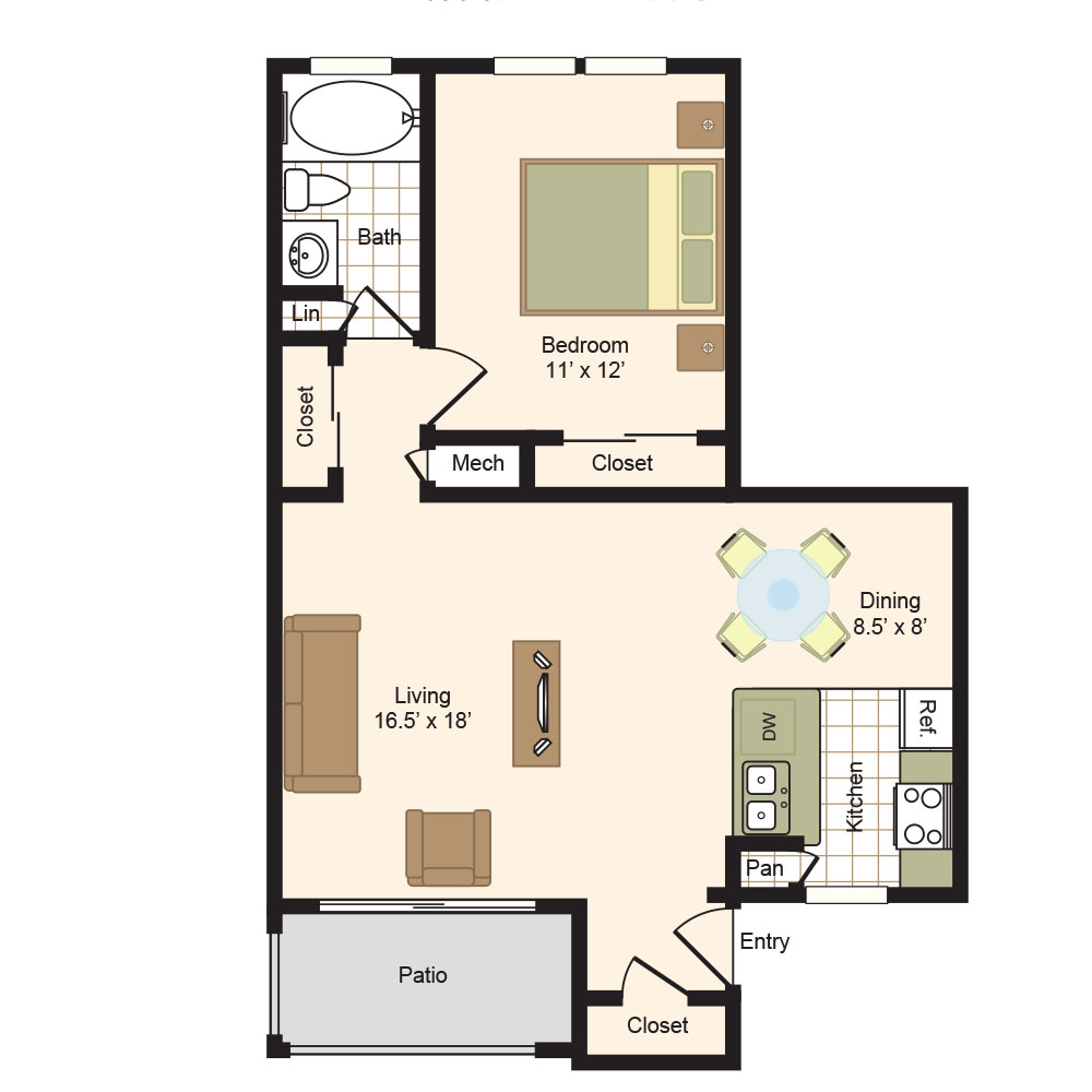 Floor Plan B | Colony Oaks Apartment in Bellaire Houston