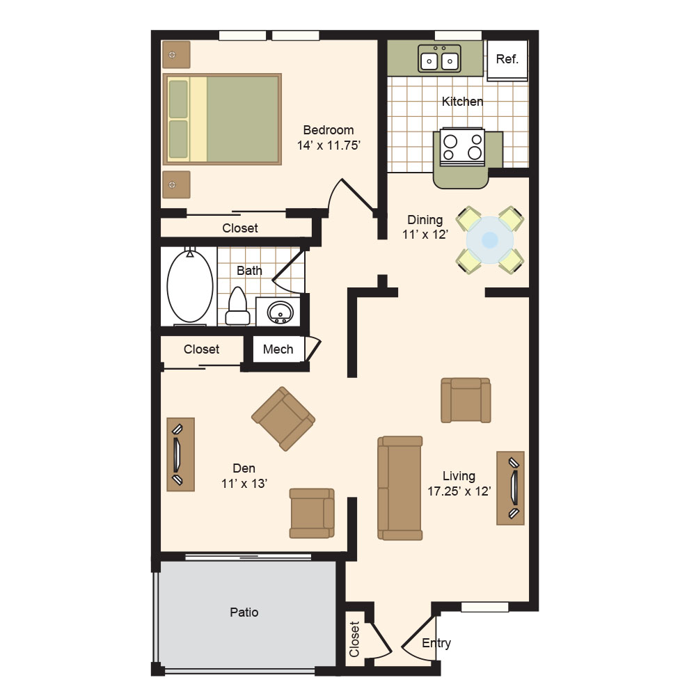 Floor Plan D | Colony Oaks Galleria Oaks Apartments
