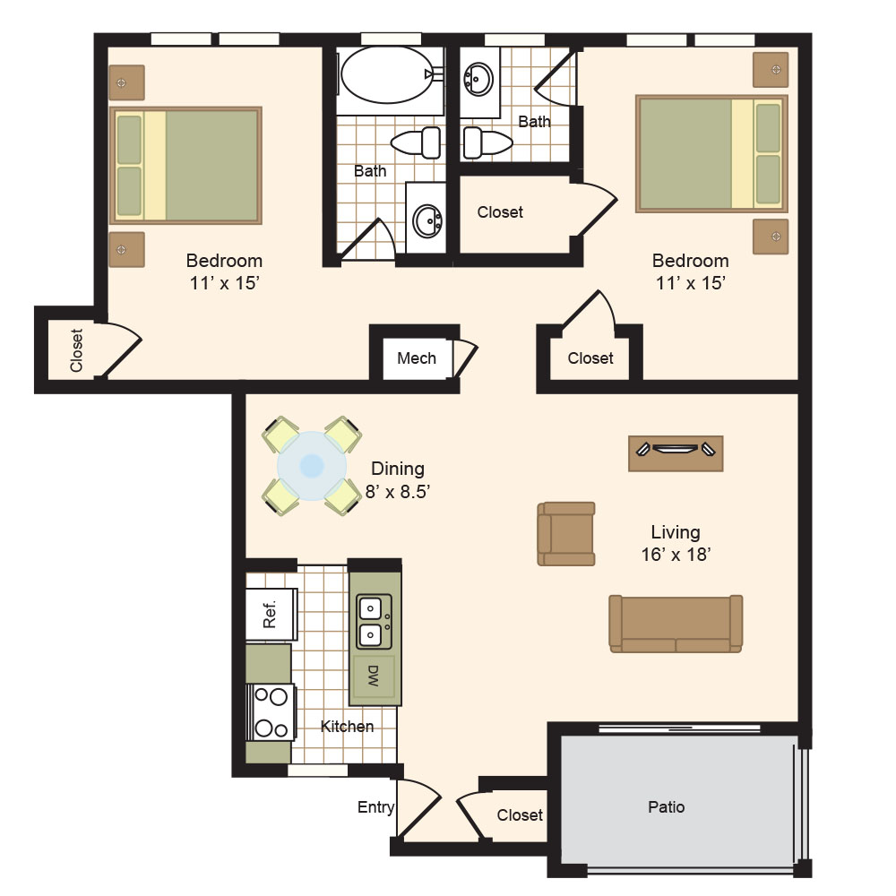 Floor Plan E | Colony Oaks Bellaire Appartments