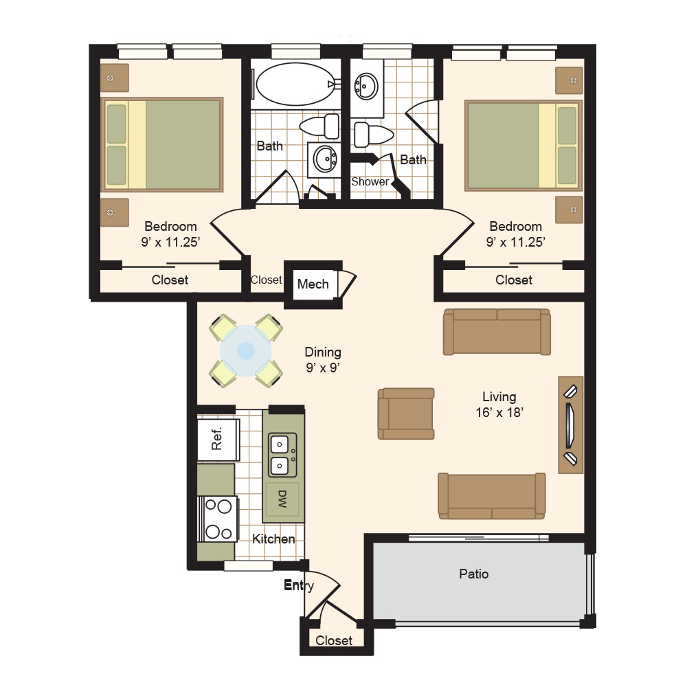 Floor Plan F | Colony Oaks Houston Apartments